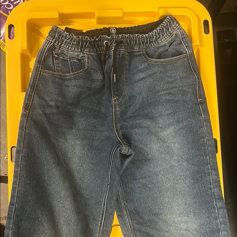 Volcom Blue Relaxed Jeans with Elastic Waistband